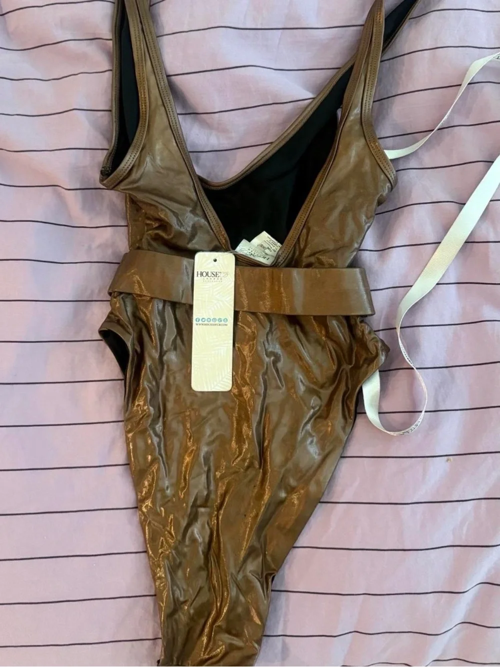 House of CB Brown Scoop One-Piece Swimsuit
